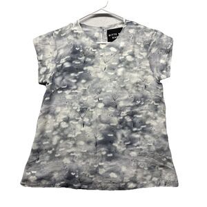 BITTE KAI RAND Print Gray Short Sleeve Blouse Top 100% Cotton Medium
